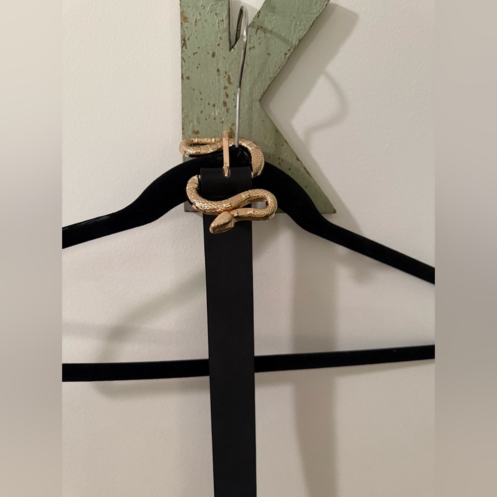 Princess Polly Black Snake Gold Buckle Belt